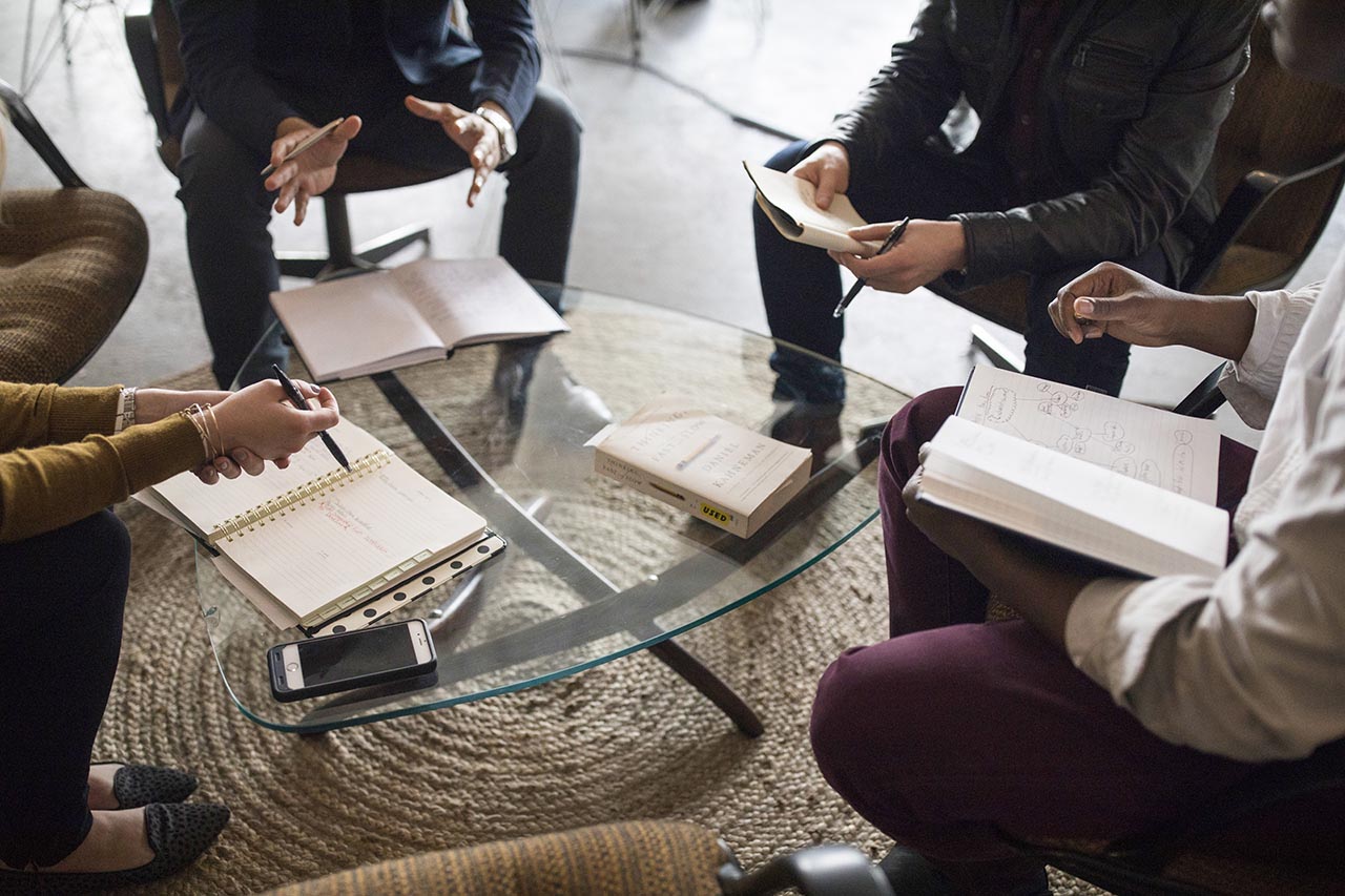 Group of students working together on a project